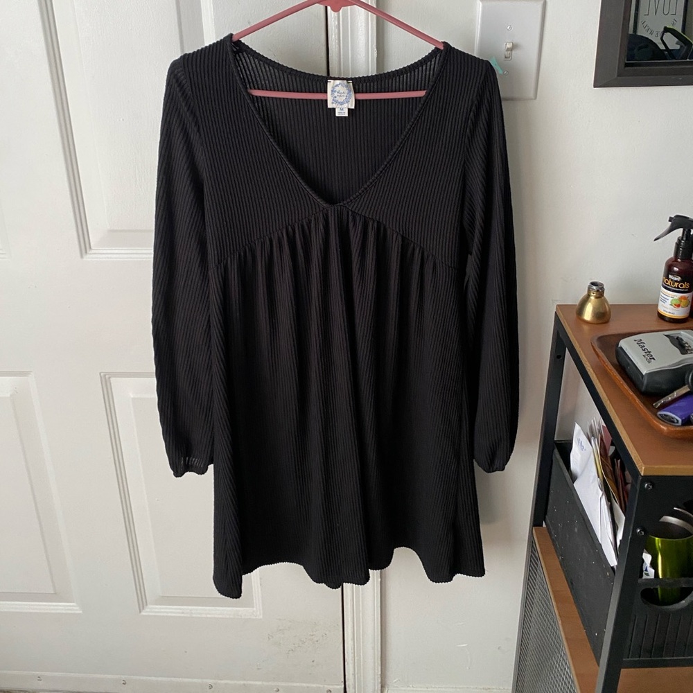 Blue Rain Brand Black Puffed Sleeve Dress
